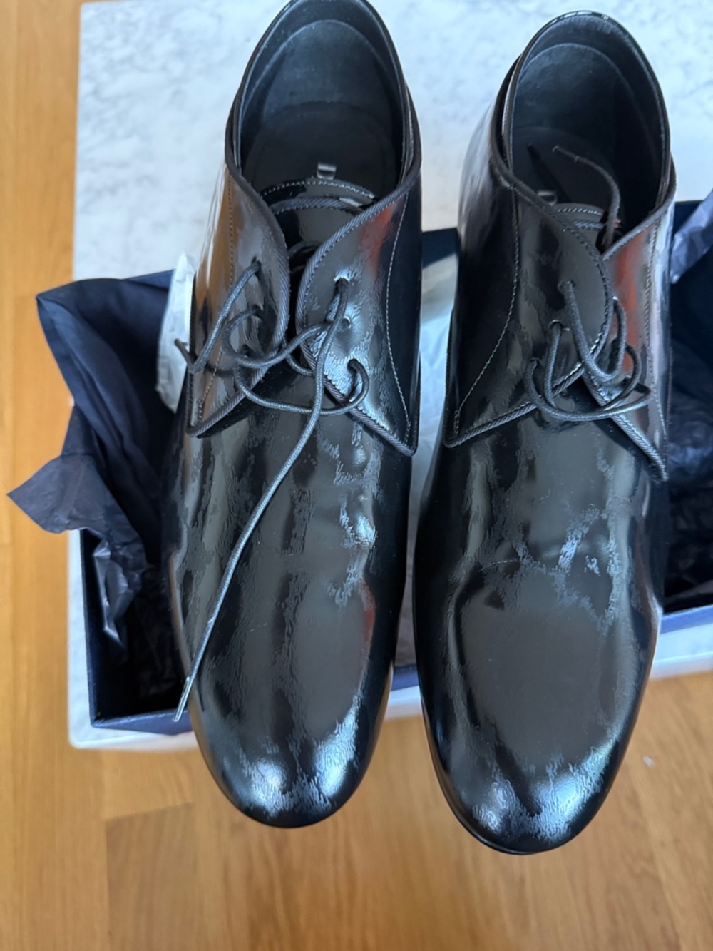 Dior Men's Black Patent Leather Oxfords - Gloss Lace-Up